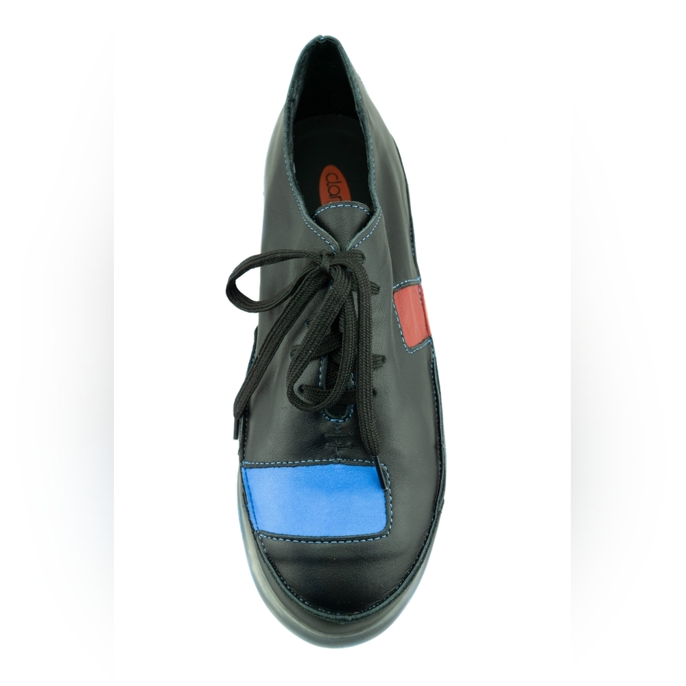 CLAMP Black Blue Red Leather Art Oxford Shoes New Size EU 40